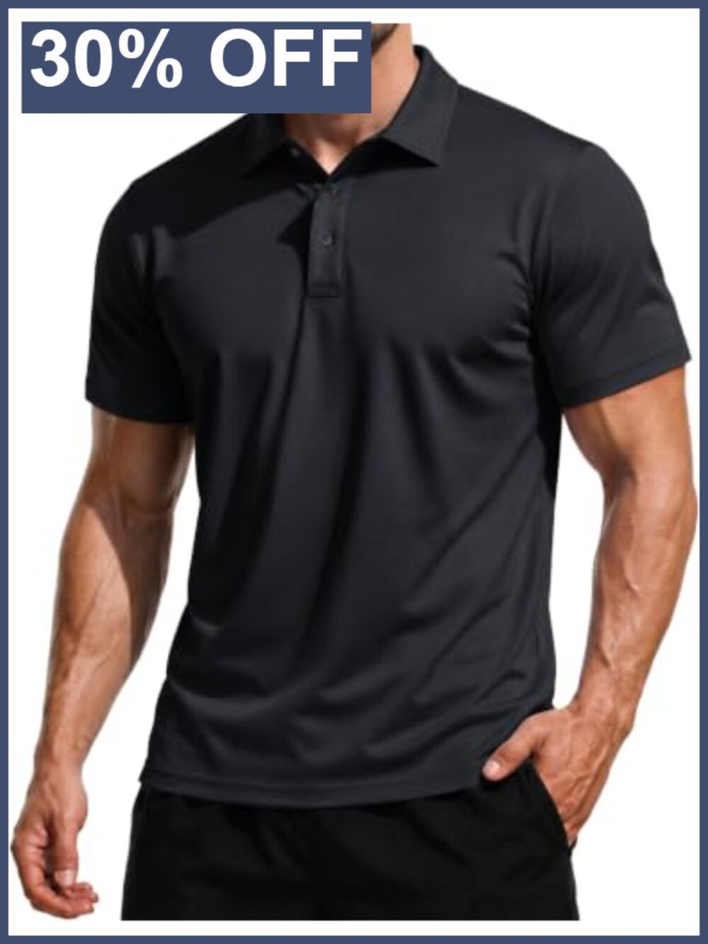 Men's Dry Fit Performance Golf Polo Short Sleeve 3 Button Collared Shirt